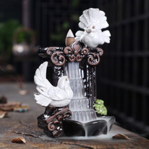 Couple Pigeons Ceramic Fountain Waterfall Incense Holder Couple Pigeons Ceramic Fountain Waterfall Incense Holder