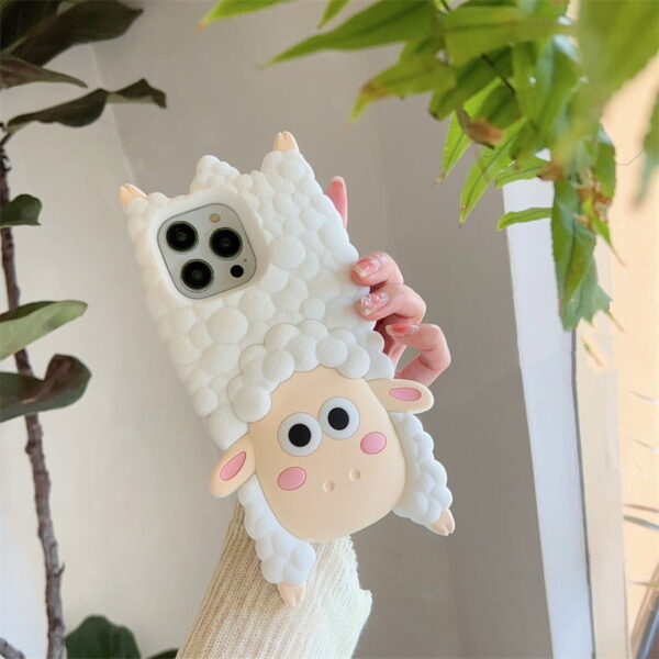 3D White Sheep Silicone Phone Cover for Apple iPhone Model
