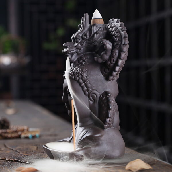 Chinese Dragon Buddha Ceramic Backflow Incense Holder