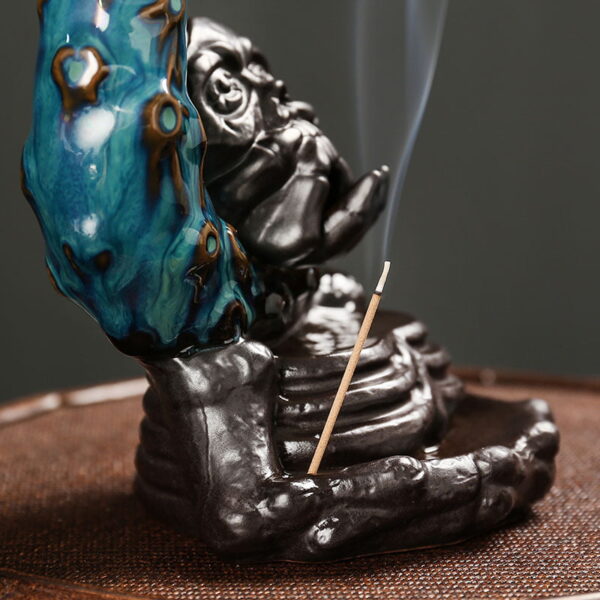 Halloween Crescent Moon Skeleton Waterfall Incense Cone Holder