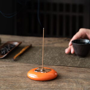 Flat Persimmon Ceramic Incense Stick Holder