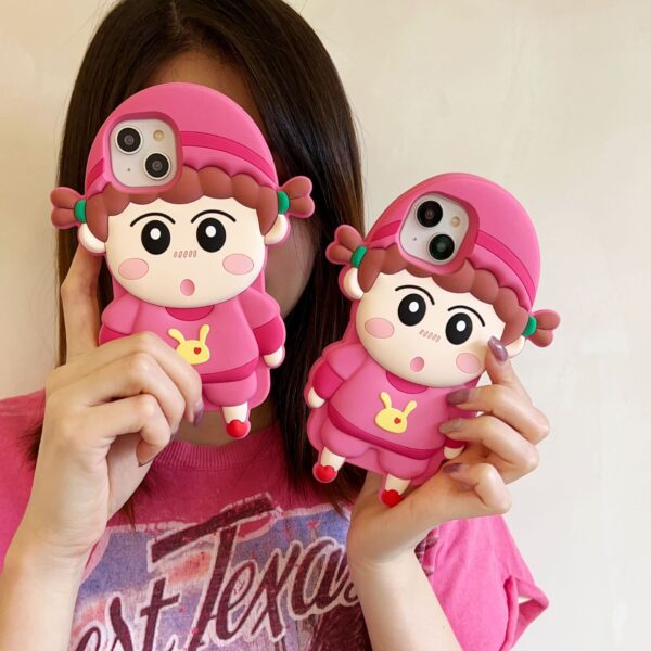 Cute Pink Girl Silicone Phone Shell for Apple iPhone Models