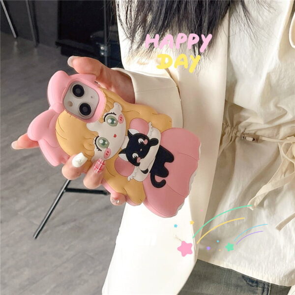 Cute Girl Silicone Cell Phone Case for Apple iPhone Models