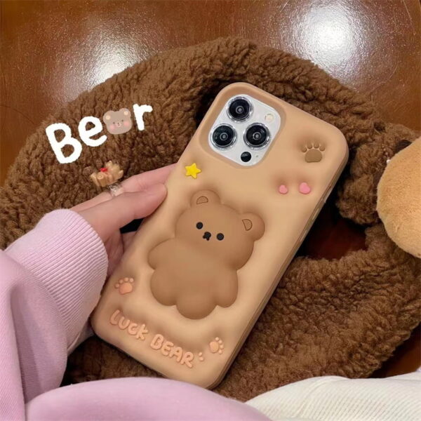 O1CN01tEmEFT1vqBcpc6IcT_!!2202164546223-0-cib Cute Brown Bear Silicone Phone Case for Apple iPhone Models