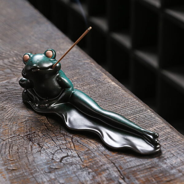 Green Frog Ceramic Incense Stick Holder Green Frog Ceramic Incense Stick Holder