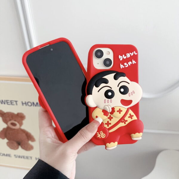Red Cartoon Crayon Shin-chan Silicone Phone Cover for Apple iPhone Models