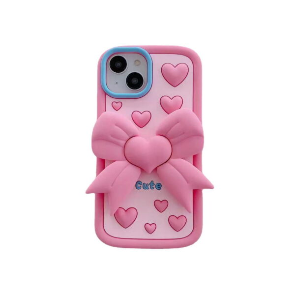 Pink Love Bowknot Silicone Phone Shell for Apple iPhone Models