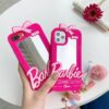 Pink Barbie Silicone Phone Case With Mirror for Apple iPhone Models