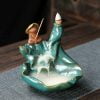 Frog Fishing Lotus Leaf Green Ceramic Backflow Holder Waterfall - Image 5