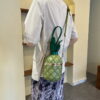 Cute Pineapple Shape Shoulder Crossbody Bag, PU Leather Handbag, Round Barrel Bag for Women