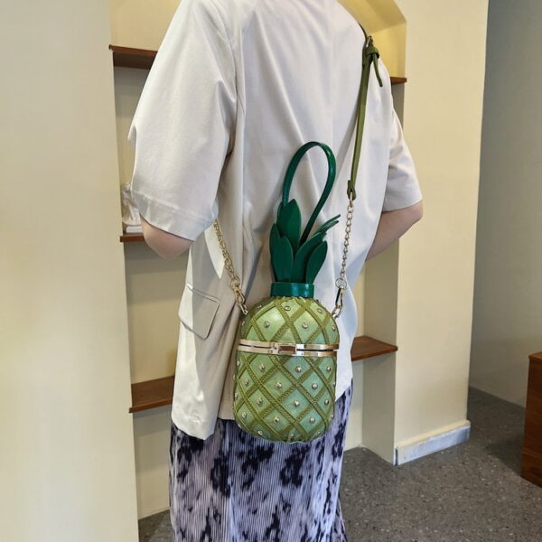 Cute Pineapple Shape Shoulder Crossbody Bag, PU Leather Handbag, Round Barrel Bag for Women
