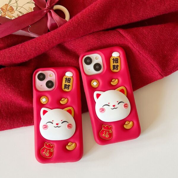 Lucky Cat Silicone Phone Case for Apple iPhone Models