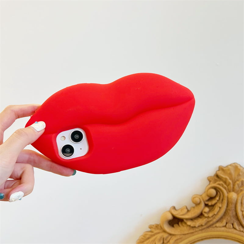 3D Red Lip Silicone Phone Cover for Apple iPhone Model