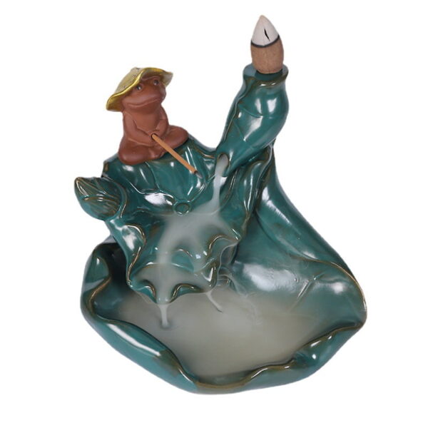 O1CN01vgCg2l1Bs2jvgCGws_!!0-0-cib Frog Fishing Lotus Leaf Green Ceramic Backflow Holder Waterfall