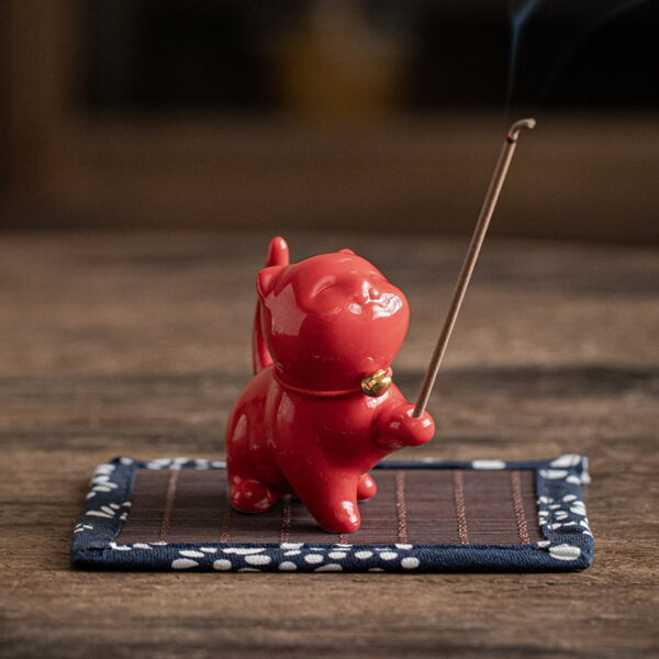 Cute Cat Ceramic Incense Stick Holder Burner