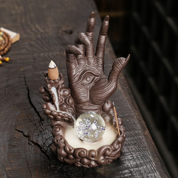 Halloween Ghost Hand Devil Eye Purple Sand Backflow Incense Holder