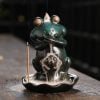 Green Frog Lotus Ceramic Backflow Stick Incense Burner
