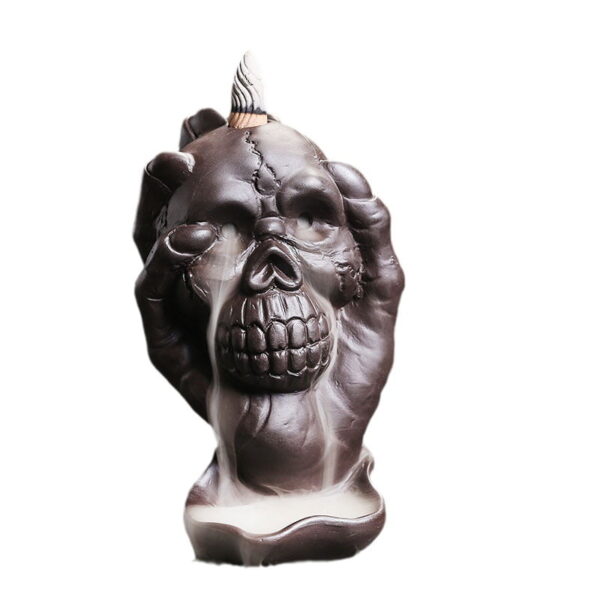 Halloween Ghost Hand Big Skull Ceramic Waterfall Backflow Incense Burner