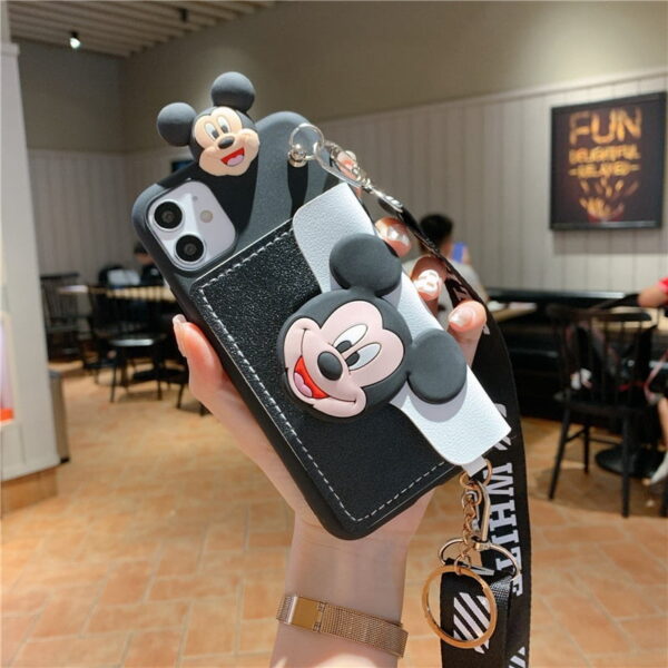 Disney Mickey Mouse Minnie TPU Phone Case With Card Slot for Apple iPhone Models