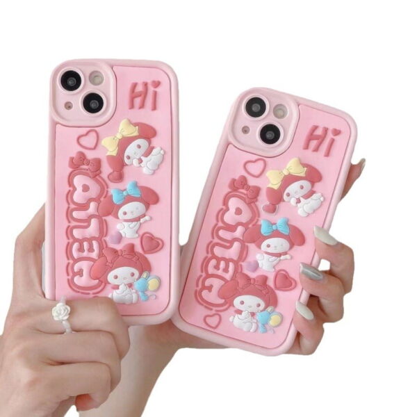 Pink Hello Melody Silicone Phone Cover for Apple iPhone Models