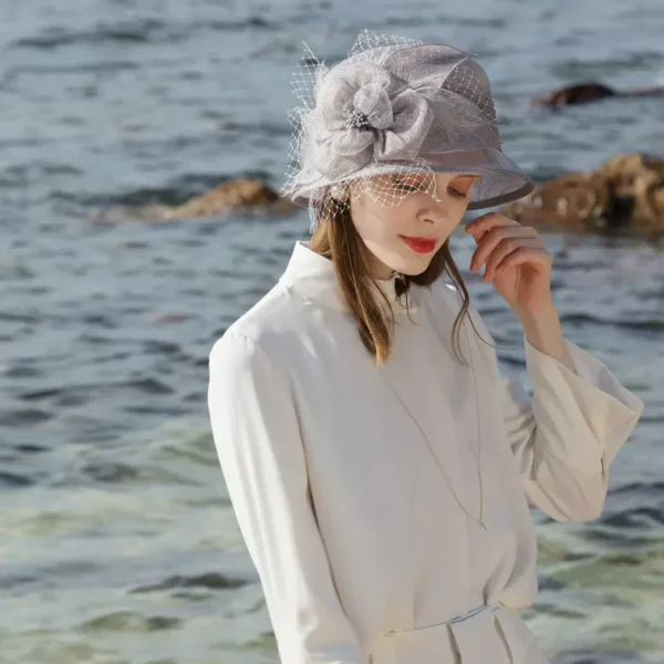Women Cloche Hat Top Hat British Style Hat Linen Hat