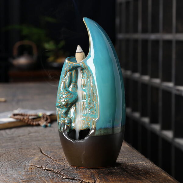 Crab Clip Blue Ceramic Incense Waterfall Burner