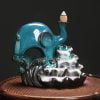 Elephant Lotus Leaf Blue Ceramic Waterfall Incense Burner Holder