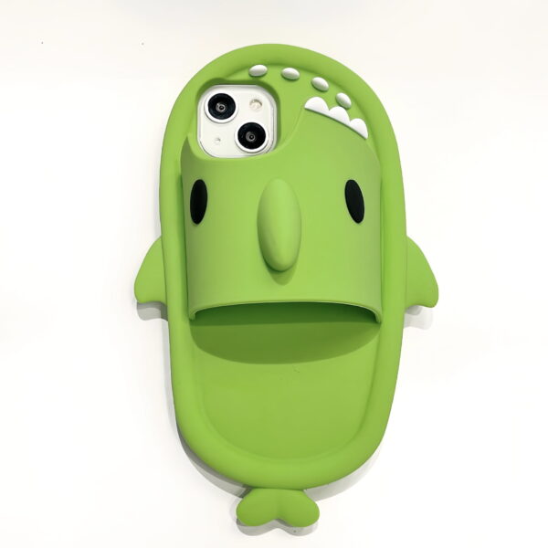 Green Shark Slipper Silicone Phone Case for Apple iPhone Models