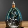 Oval Egg Blue Ceramic Backflow Waterfall Incense Burner - Image 4