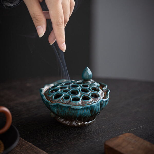 Vintage Retro Ceramics Lotus Pod Incense Burner