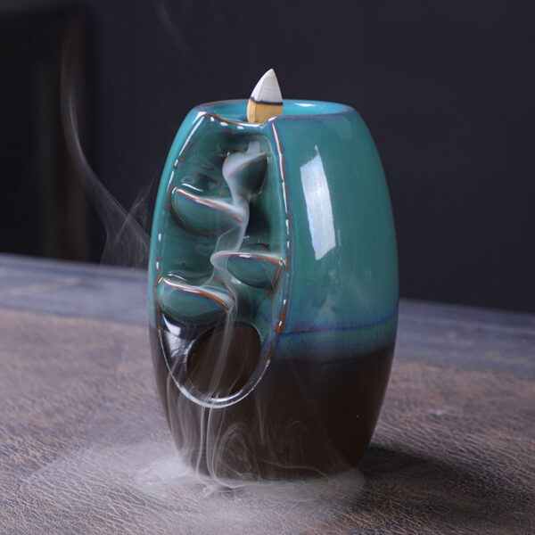 Oval Barrel Ceramic Waterfall Backflow Incense Burner