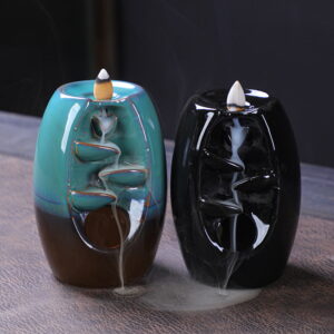 Oval Barrel Ceramic Waterfall Backflow Incense Burner Oval Barrel Ceramic Waterfall Backflow Incense Burner