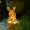 Rabbit Basket Solar-powered Garden Courtyard Resin Craft