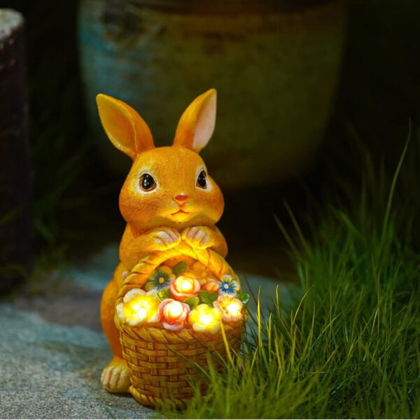 Rabbit Basket Solar-powered Garden Courtyard Resin Craft