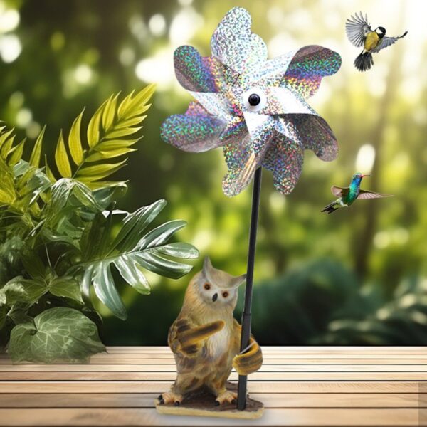 Owl Resin Ornament Garden Windmill Decoration