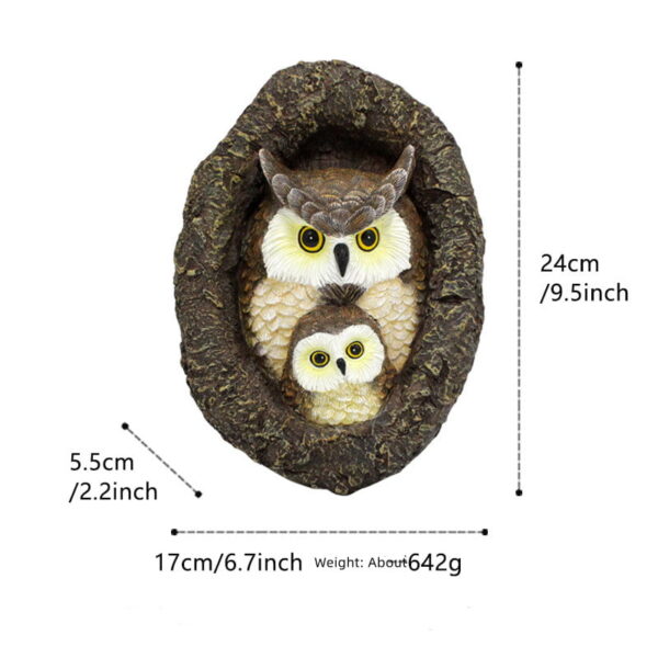 Simulation Mother Child Owl Resin Tree Decoration