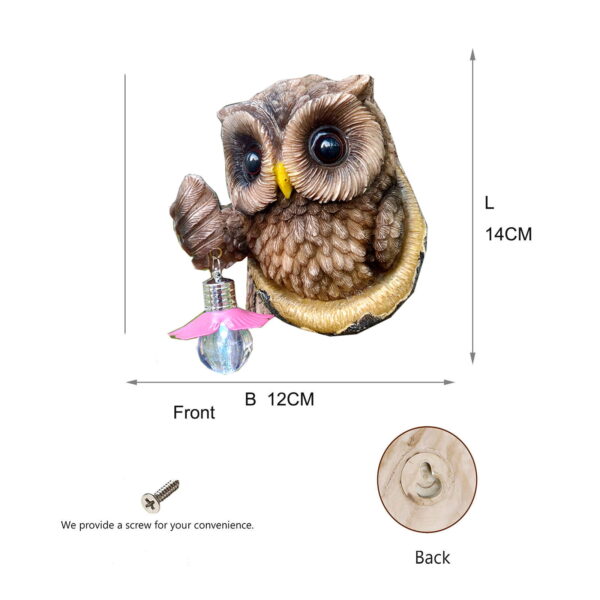 Simulation Owl Resin Statue Garden Tree LED Light Pendant