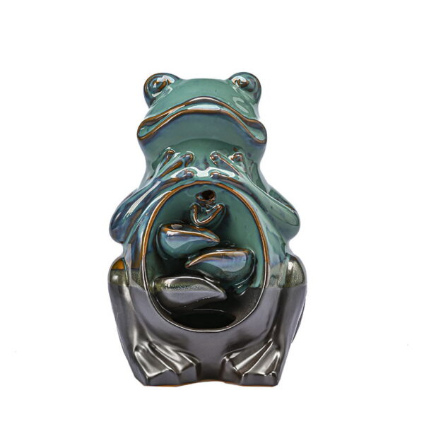 Frog Blue Ceramic Backflow Incense Burner