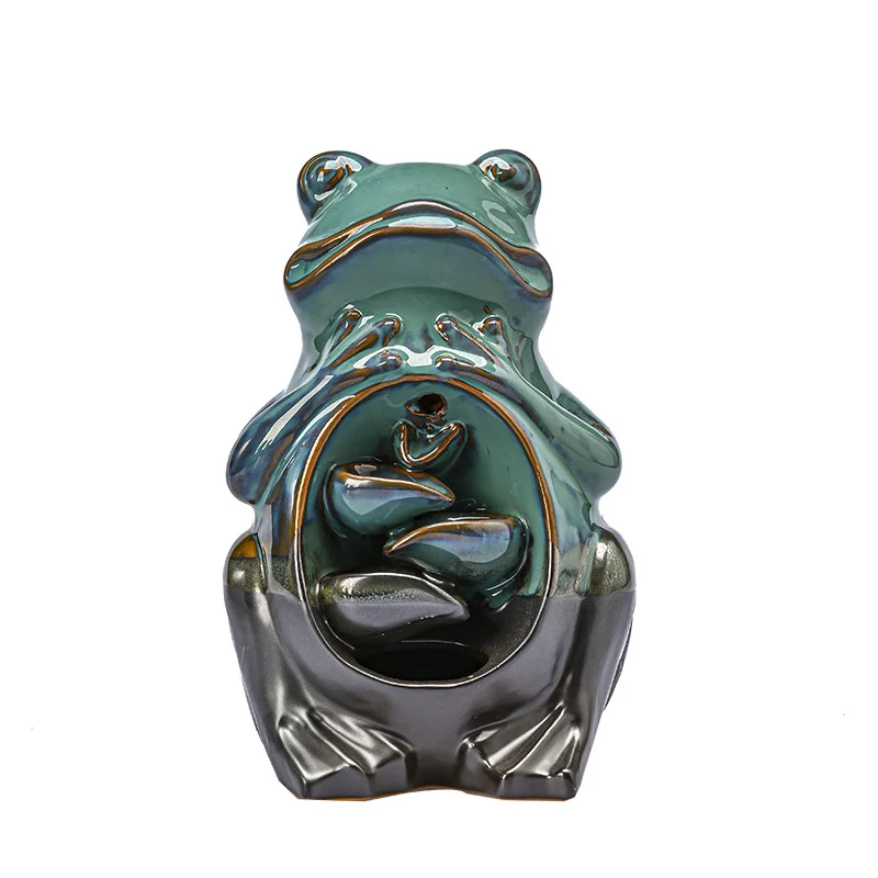 Frog Blue Ceramic Backflow Incense Burner - Image 5