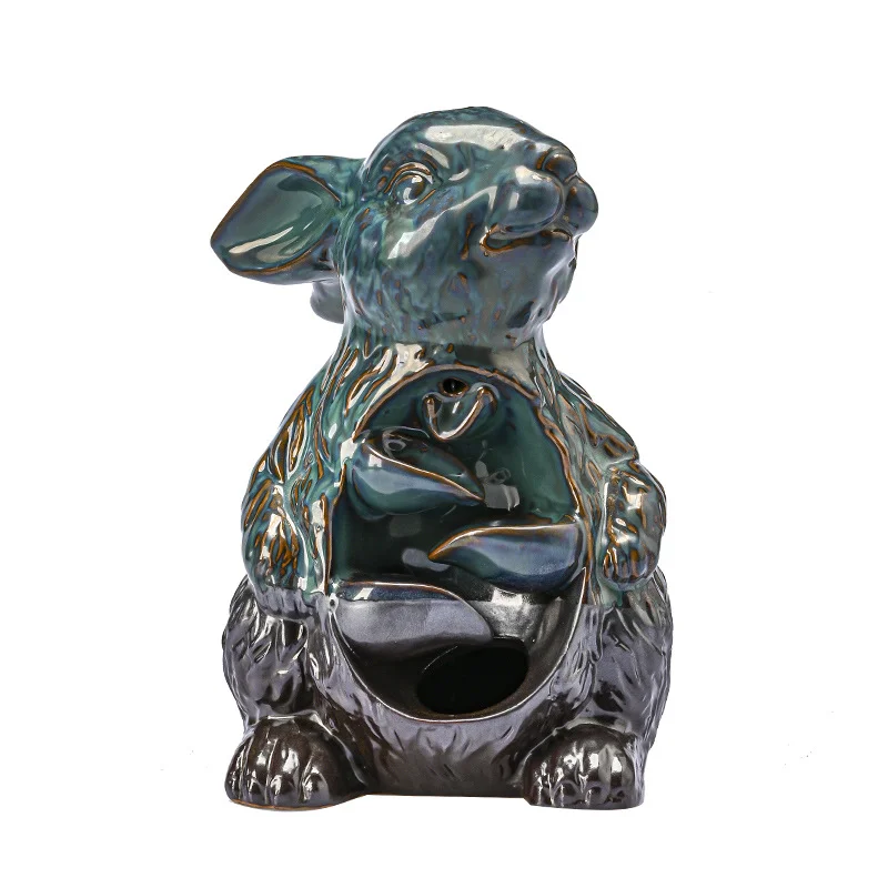 Rabbit Blue Ceramic Backflow Incense Burner