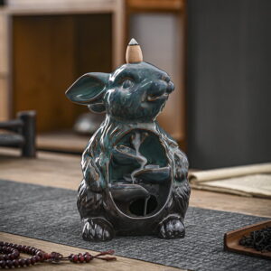 Rabbit Blue Ceramic Backflow Incense Burner