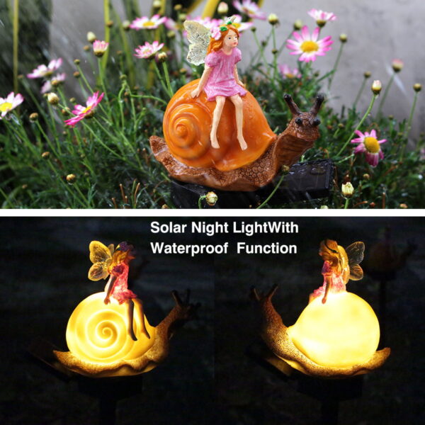 Simulation Flower Fairy Snail Waterproof LED Solar Light
