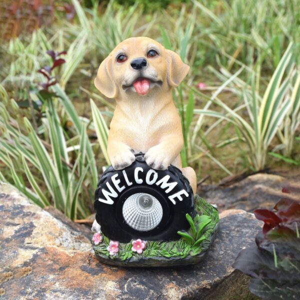O1CN01QJRl7b2LwlAvkVA9C_!!2209052619757-0-cib Puppy Solar Light Decoration Courtyard Garden Dog Resin Ornament