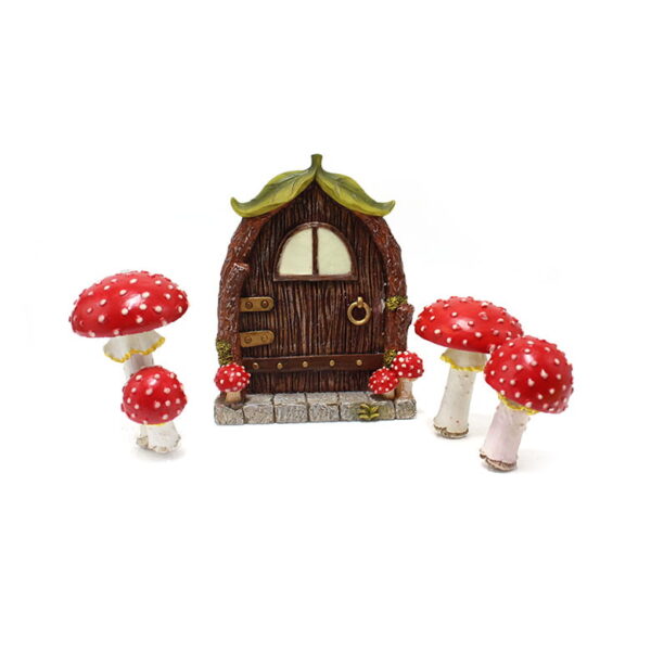 Mushrooms House Glow Courtyard Garden Tree Resin Decoration