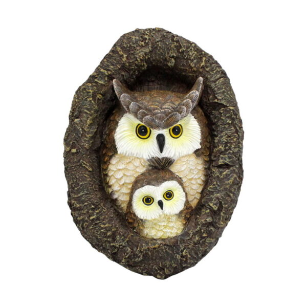 Simulation Mother Child Owl Resin Tree Decoration