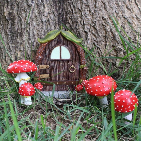 Mushrooms House Glow Courtyard Garden Tree Resin Decoration