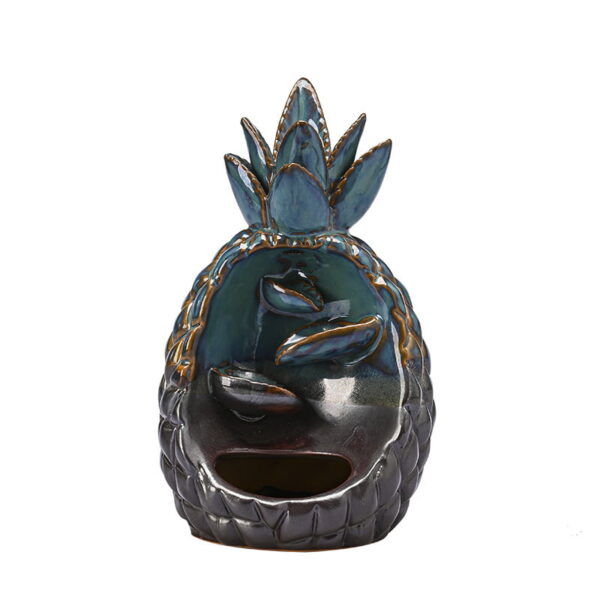 Pineapple With Leaves Ceramic Backflow Incense Burner Ornament Home Decor