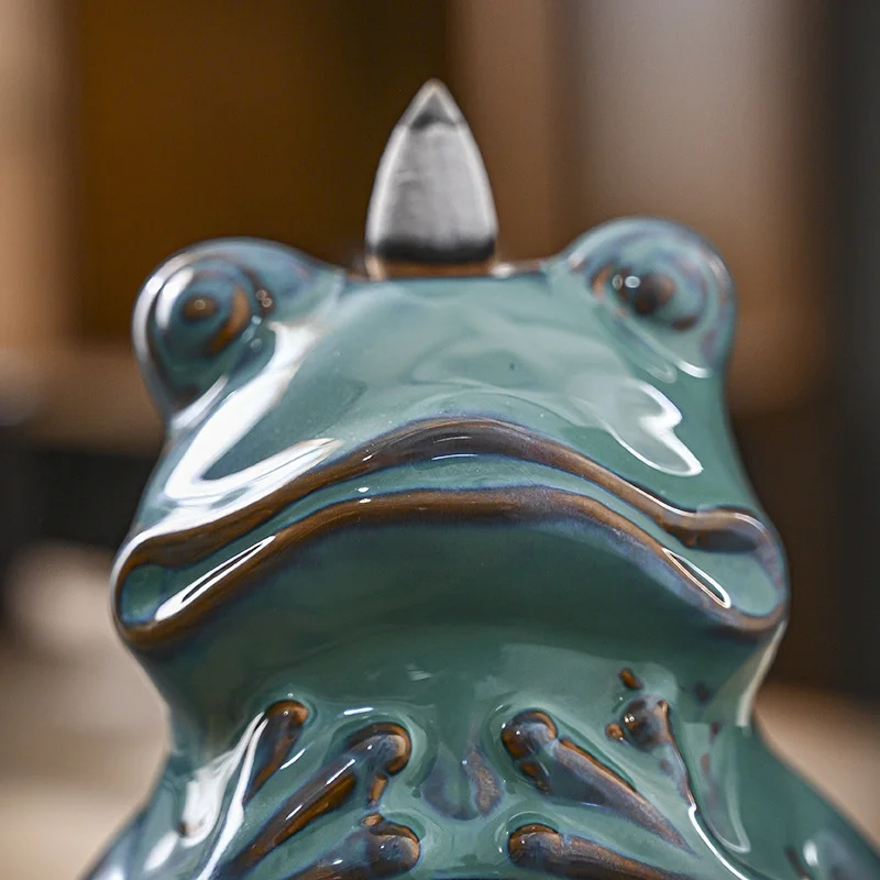 Frog Blue Ceramic Backflow Incense Burner - Image 2