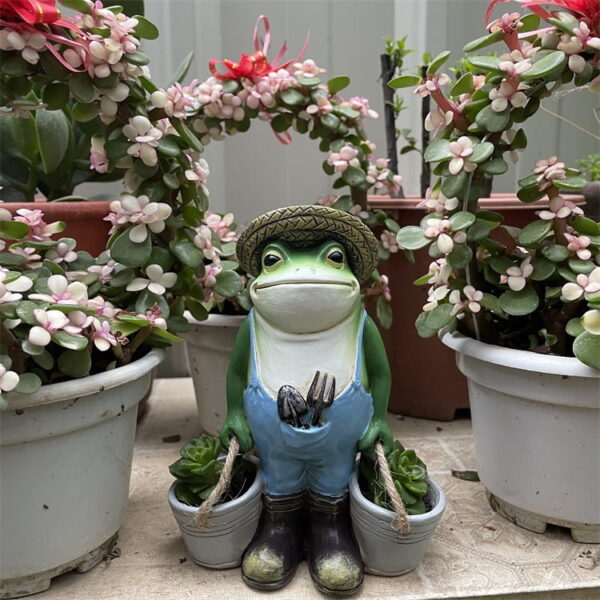 Frog Outdoor Courtyard Decoration Resin Garden Ornament Succulent Flower Pot