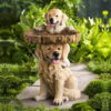 Puppy Raccoon Sunflower Garden Resin Bird Feeder